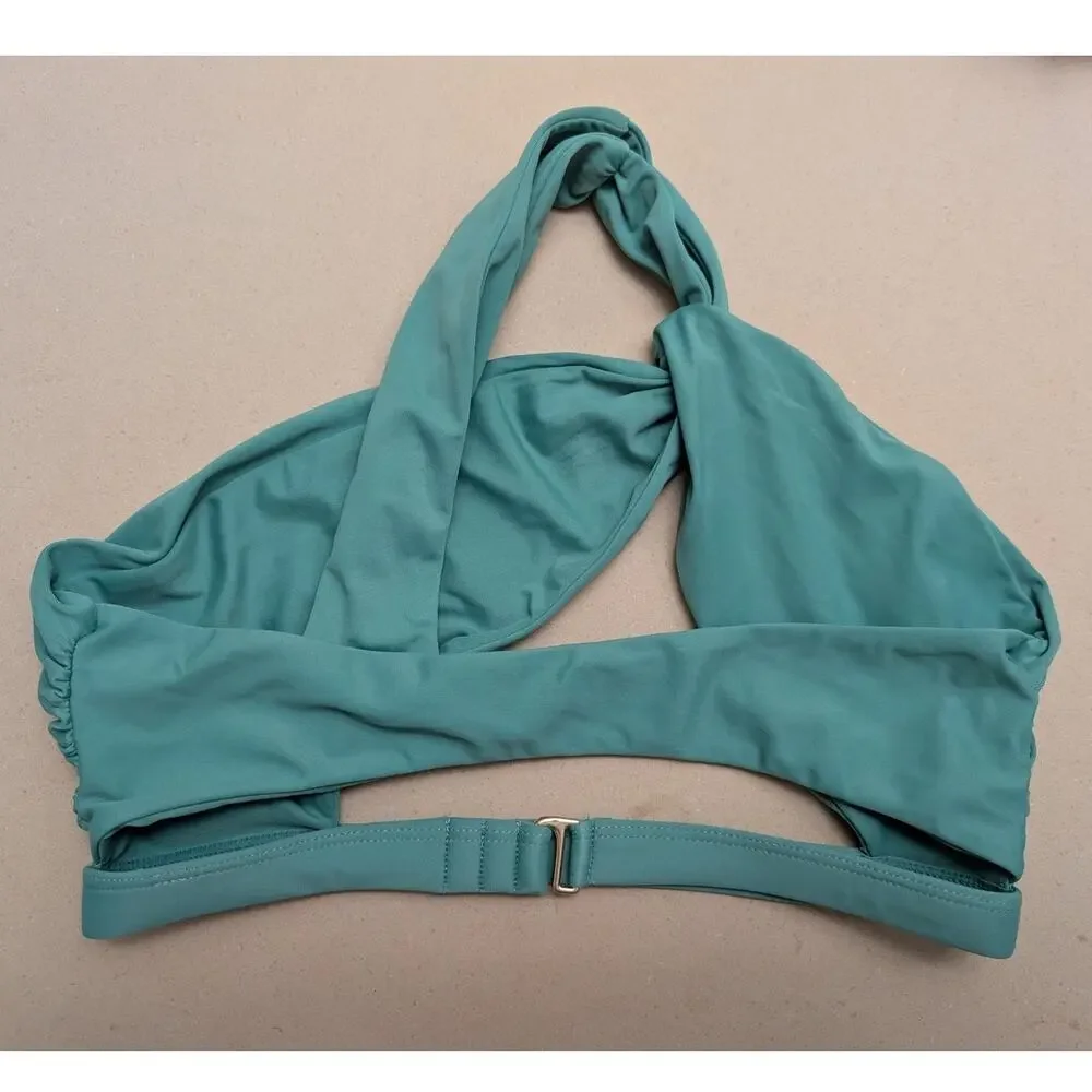 Tularosa Elvia Top Mint Green One Shoulder Cut‎ Out Bikini Top Bathing Suit